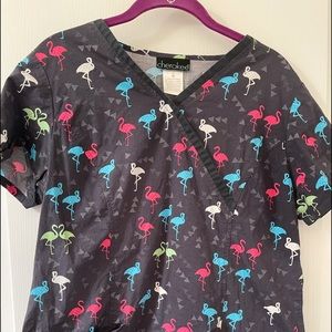 Cherokee Women’s flamingo scrub top.